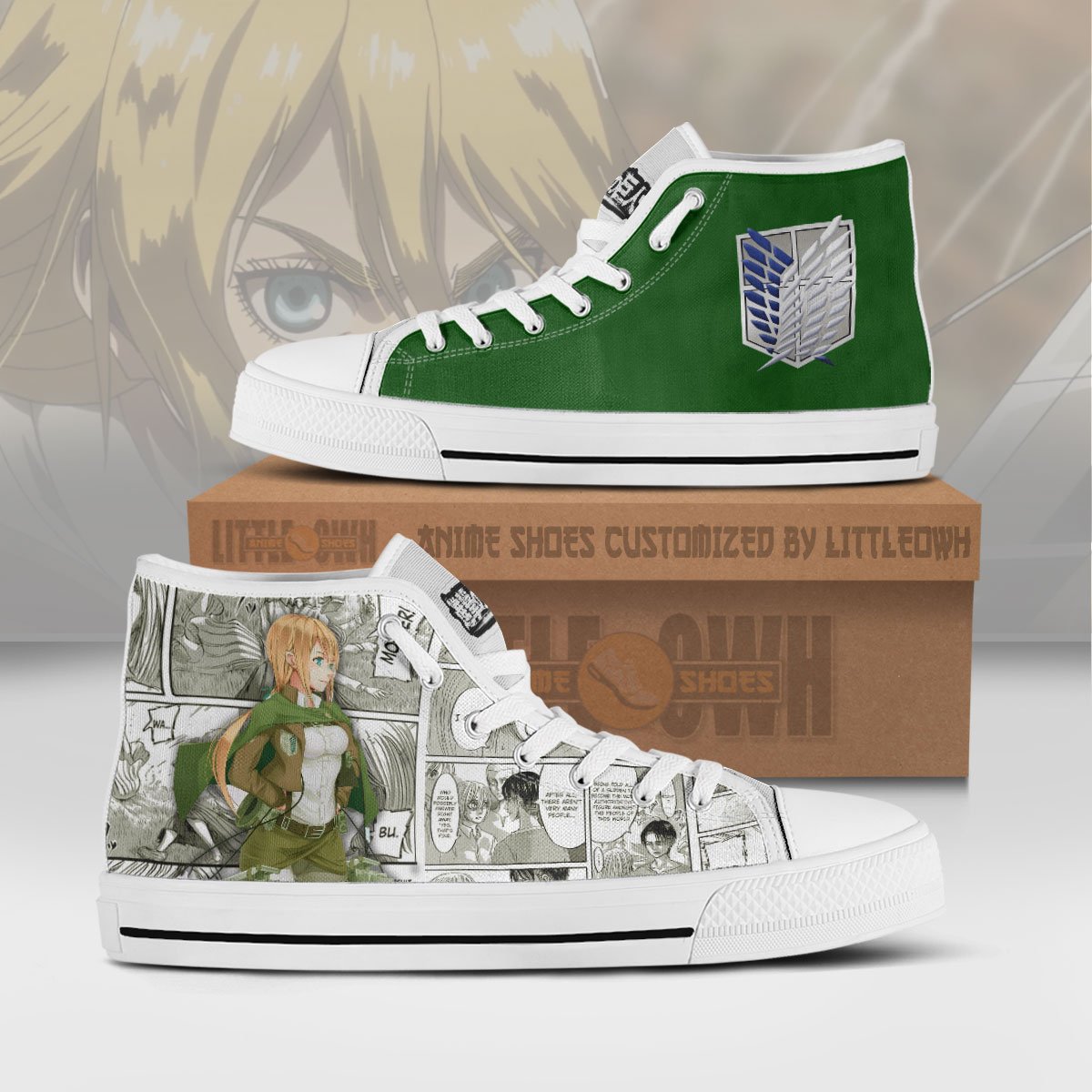 Historia High Top Canvas Shoes Custom Attack On Titan Anime Mixed Manga ...