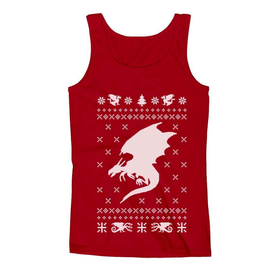 Big White Dragon Ugly Christmas Sweater Xmas Apparel Men’s Tank Top