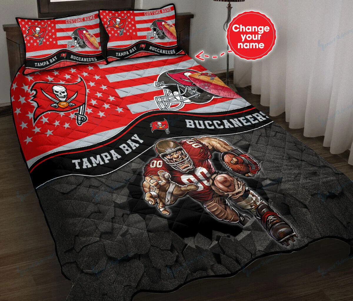 Tampa Bay Buccaneers Personalized Quilt Set Bg30