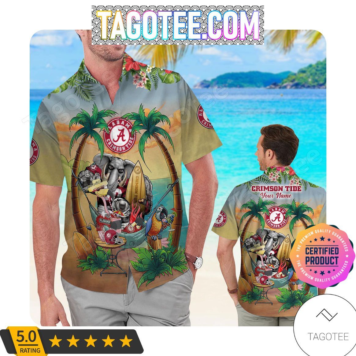 NCCA Alabama Crimson Tide Custom Name Hawaiian Shirt V4 Aloha Shirt