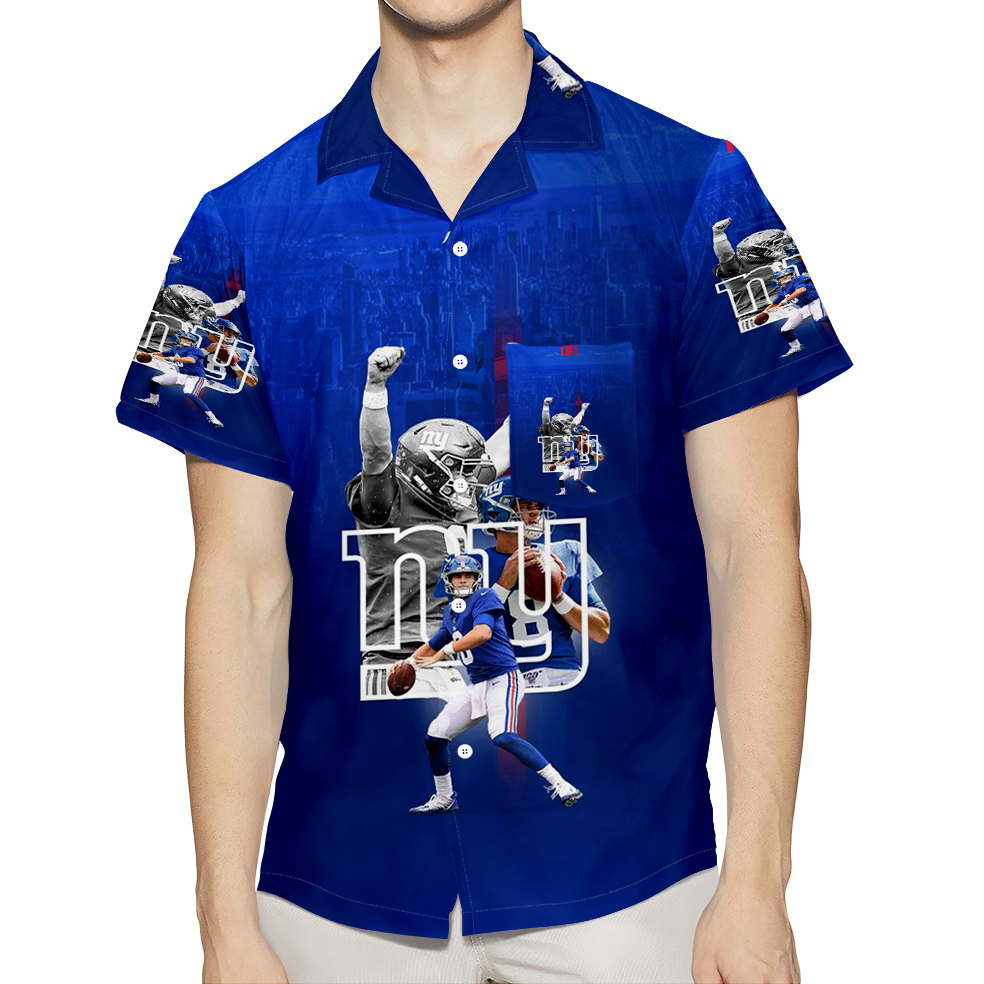 New York Giants Daniel Jones1 3D All Over Print Summer Beach Hawaiian Shirt With Pocket