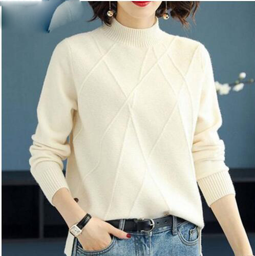 Beautiful Pink Turtleneck Sweater Women 2019 Autumn Winter Long Sleeve Pullover Sweater Female Knitted Tops Jumper Ladies alx