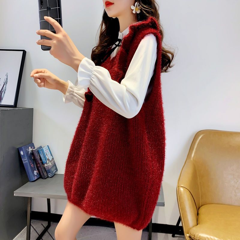 Y2K Style Women’s Sweater Vest 2022 Oversized Knitwear All-Match Pullover Tops V Neck Sleeveless Retro Jumpers Streetwear E874 alx