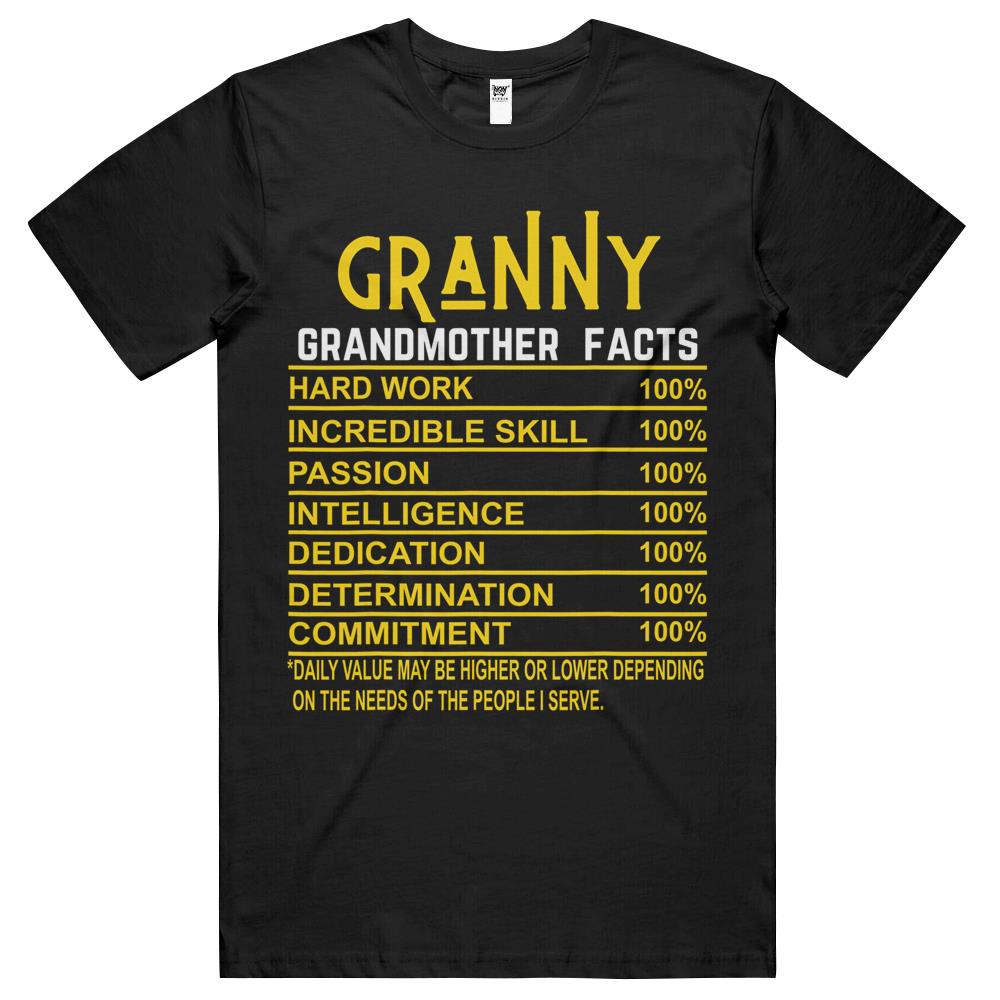 Nutritional Facts Shirt, Nutrition Facts T Shirt, Granny Grandmother Facts Grandma Nutritional T Shirts