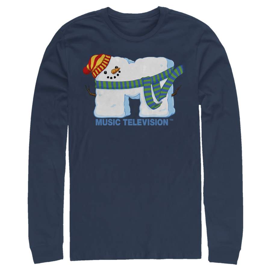 MTV Men’s Christmas Snowman Logo  Long Sleeve Shirt