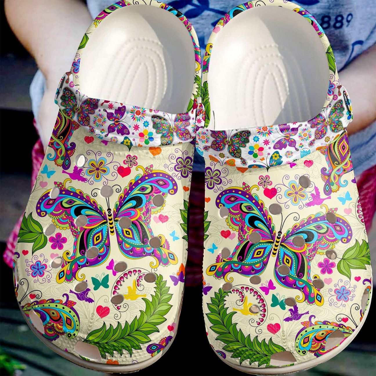 Butterfly Personalized Clog, Custom Name, Text Hippie Butterfly, Fashion Style For Women, Men, Kid, Print 3D