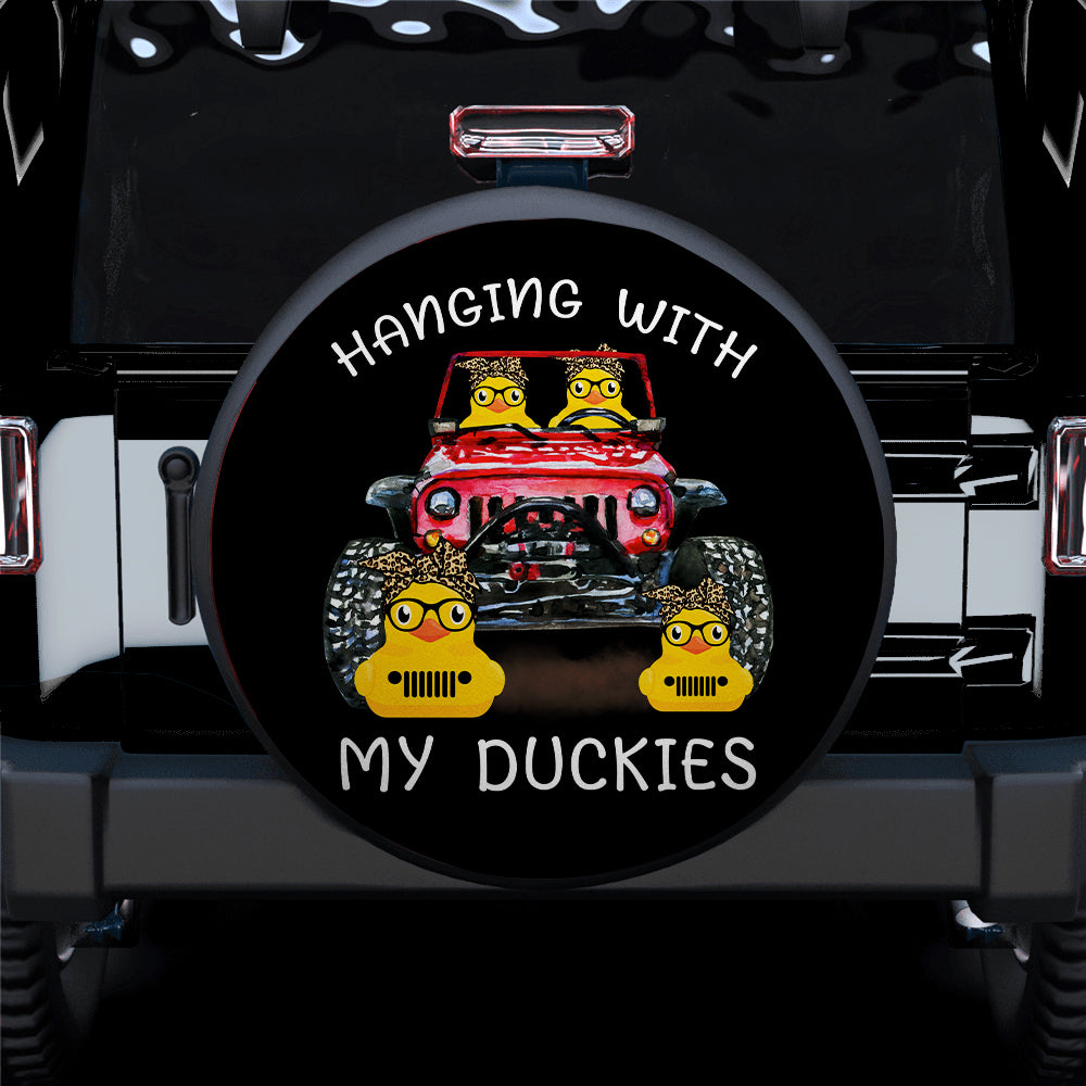 Hanging With My Duckies Red Jeep Car Spare Tire Covers Gift For Campers