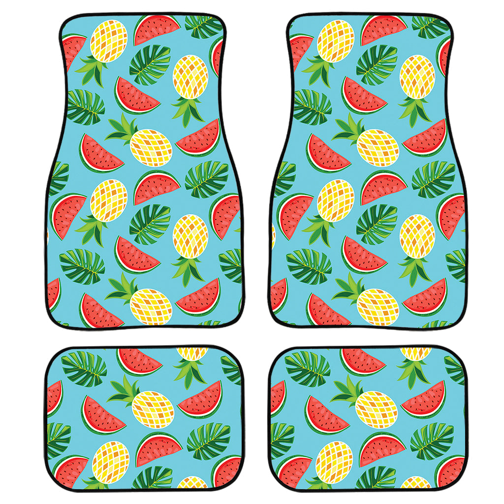 Tropical Watermelon And Pineapple Print Front And Back Car Floor Mats, Front Car Mat