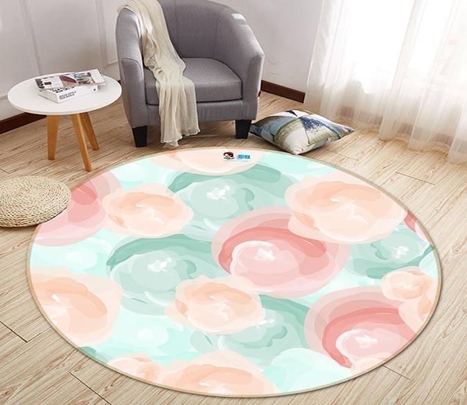 3D Abstract Flower 315 Round Rug – Round Carpet Home Decor