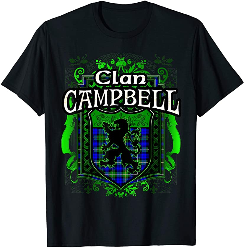 Scottish Surname Clan Campbell Tartan Lion Crest T-Shirt