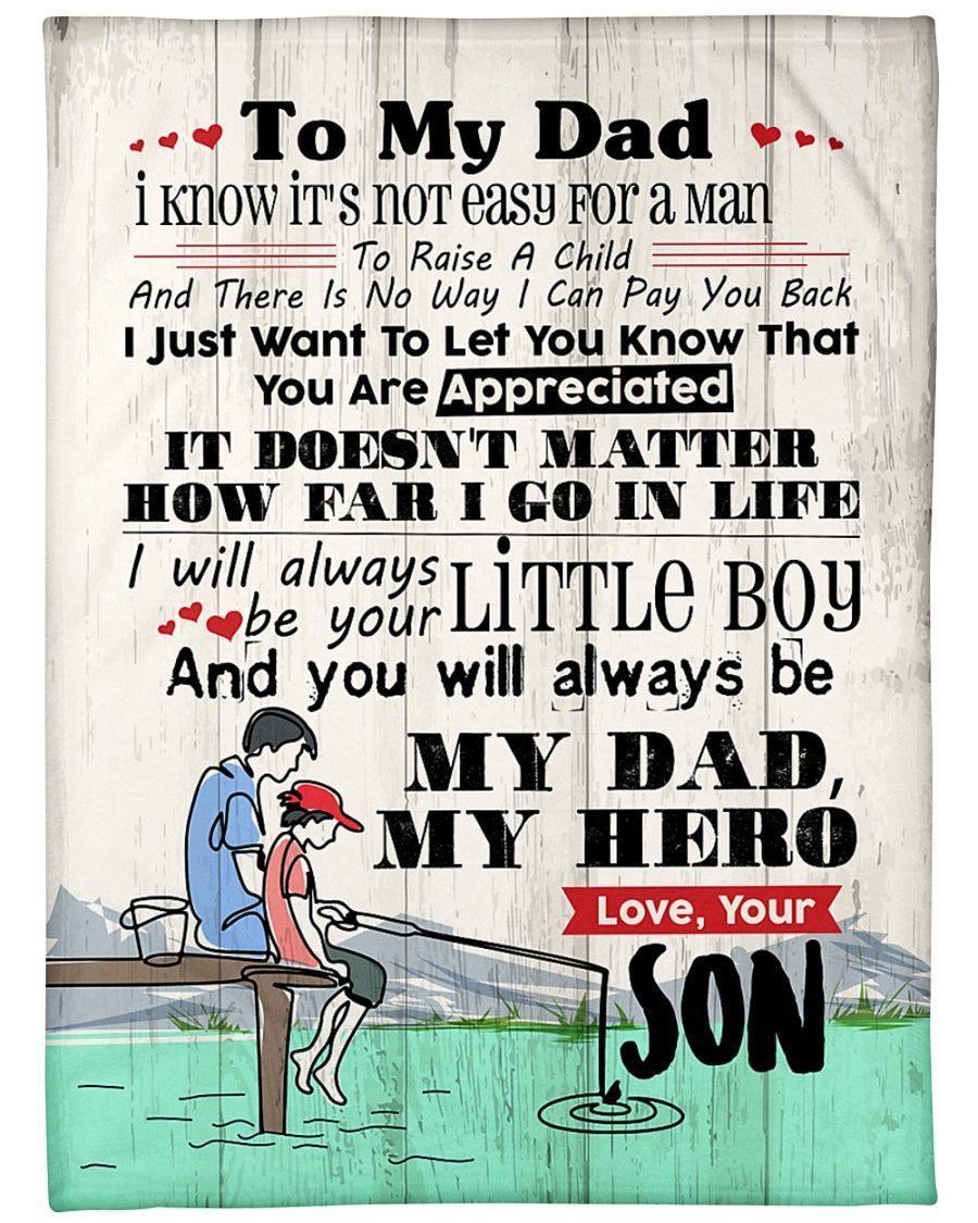 To My Dad Fishing From Son My Dad My Hero Gift For Birthday Gift For Father’S Day Home Decor Fleece Blanket