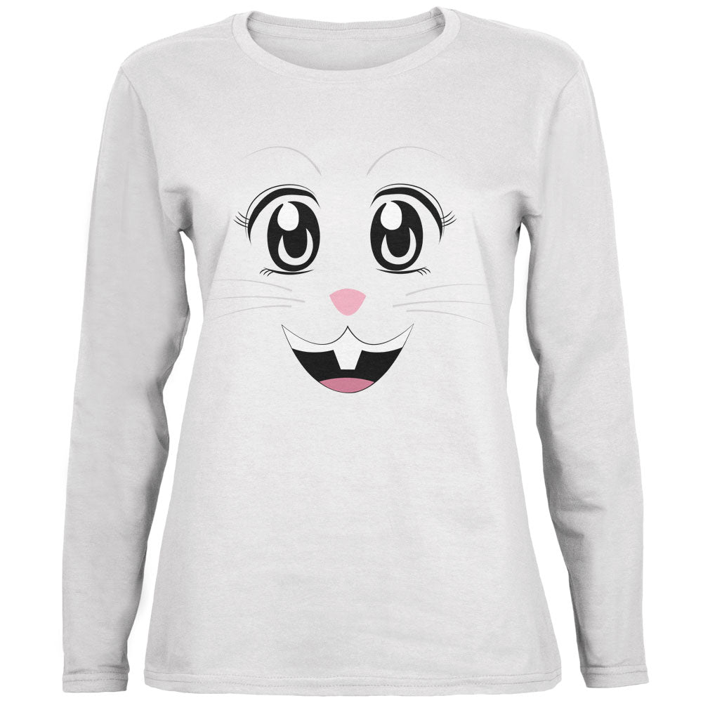 Anime Rabbit Face Usagi White Womens Long Sleeve T-Shirt