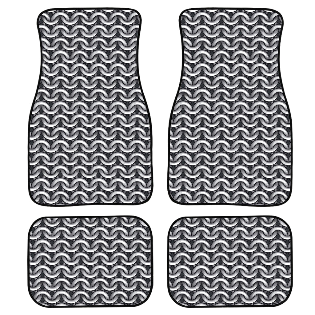 Chainmail Texture Print Front And Back Car Floor Mats, Front Car Mat