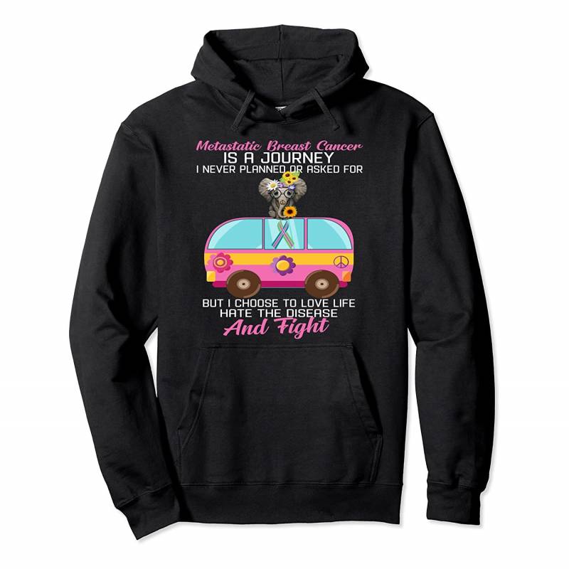 Metastatic Breast Cancer Awareness Hippie Elephant sunflower Pullover Hoodie