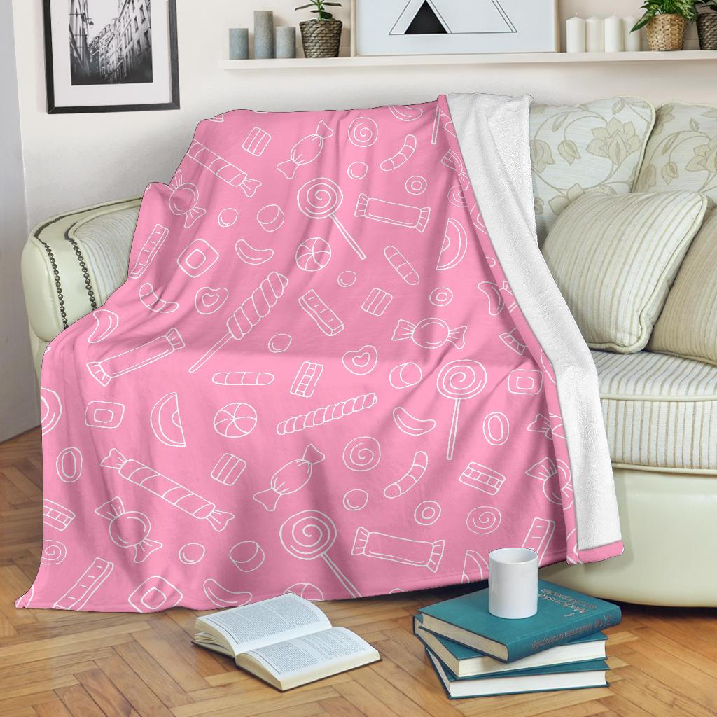 Sweet Candy Pink Background Premium Blanket