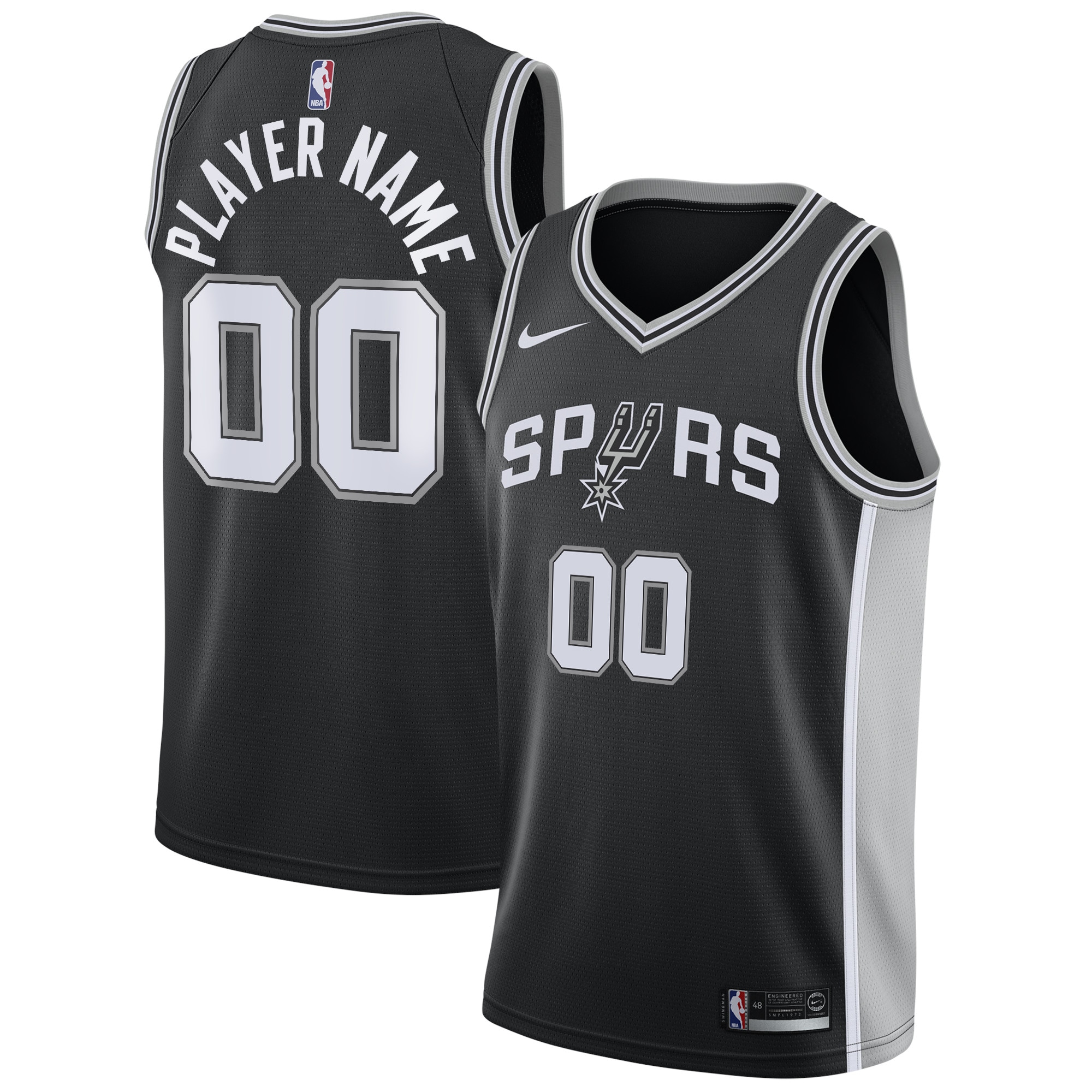 San Antonio Spurs Swingman Custom Jersey Black – Icon Edition