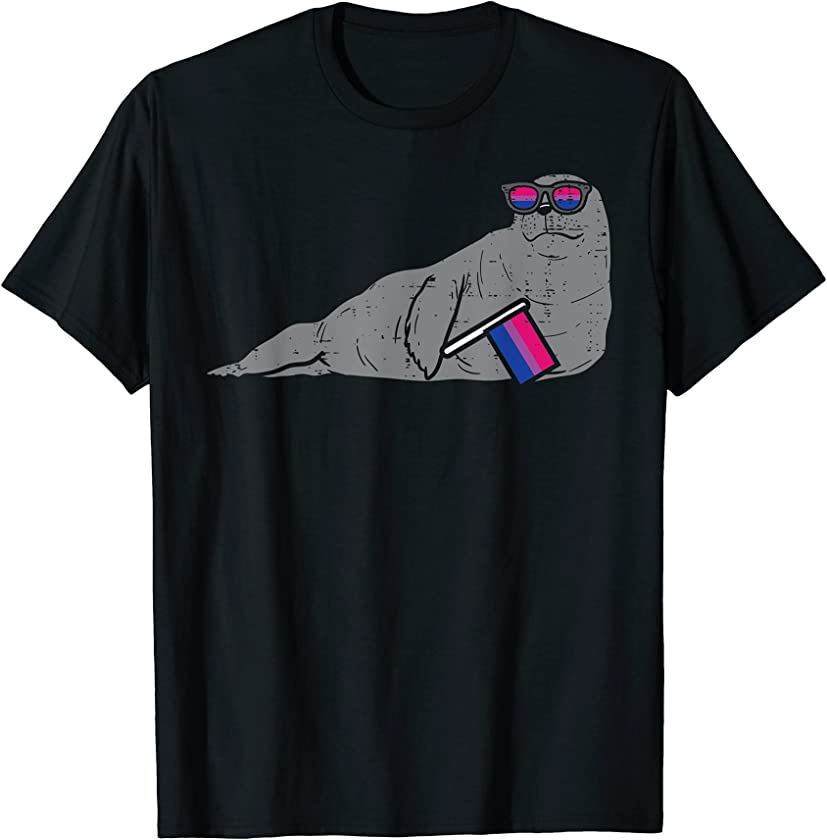 Seal Animal LGBTQ Bisexual Flag Gay Pride Ally Bi Men Women T-Shirt