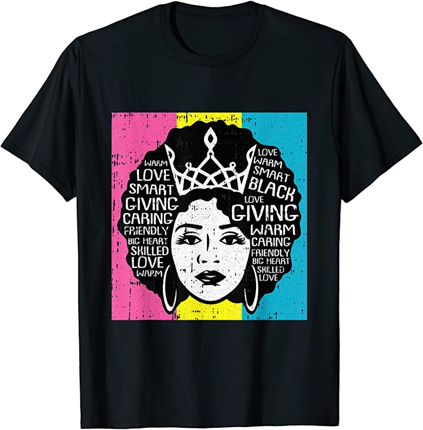 Black Queen Pansexual Pride Flag Afro Hair LGBT-Q Proud Ally T-Shirt ...