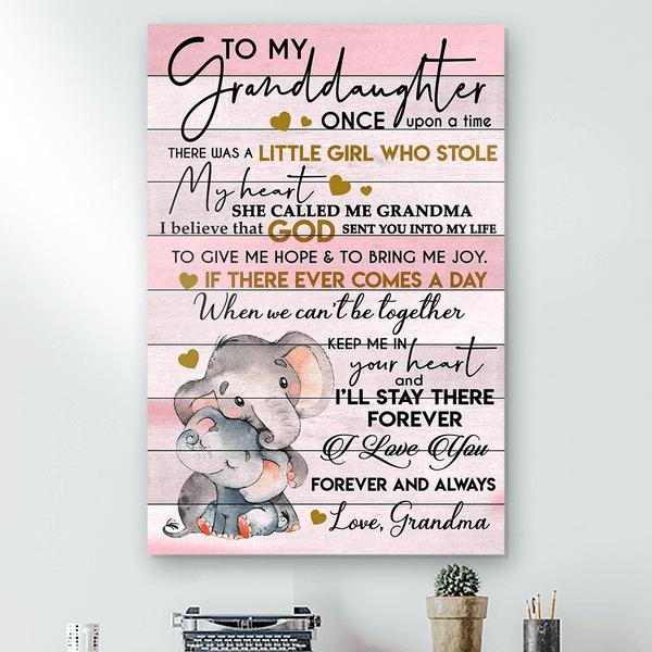 To My Granddaughter Elephant Poster Canvas Gift For 3,4,5,6 Year Old Girls