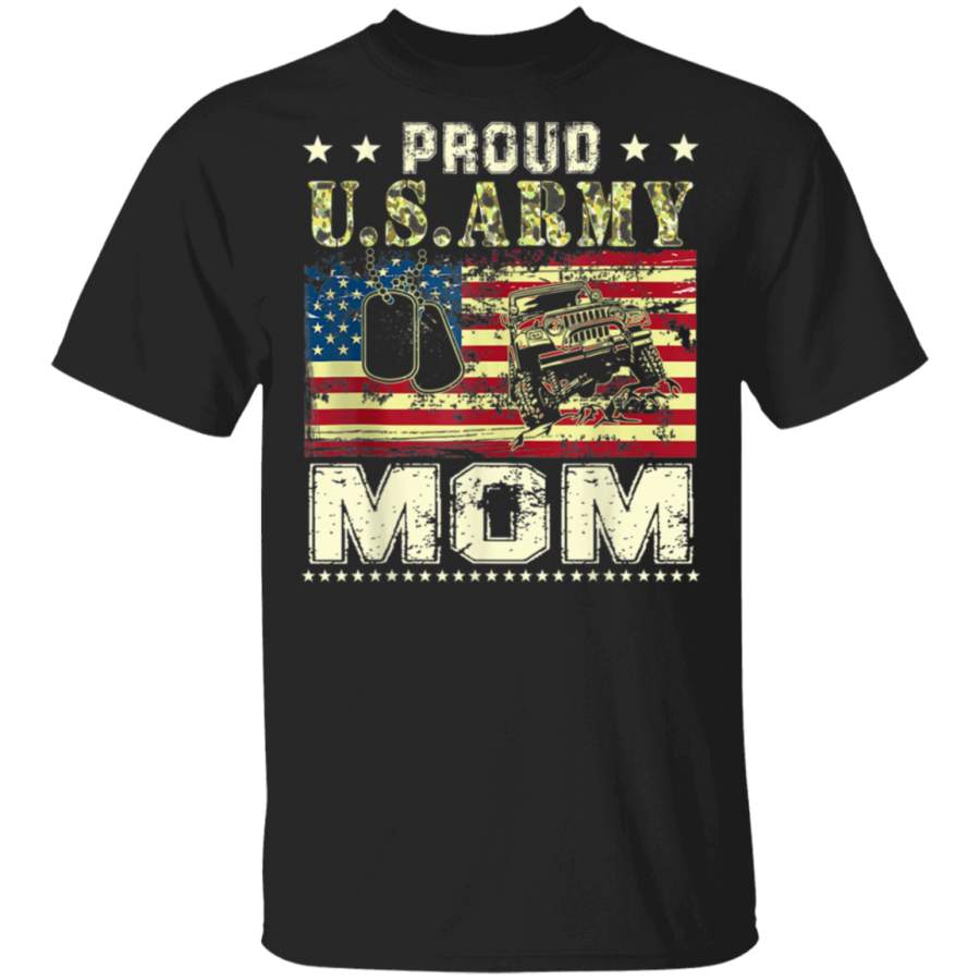 Vintage Jeeps American Flag Proud USArmy Mom Veteran Jeeps TShirt