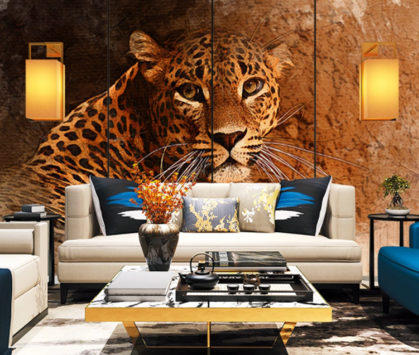 3D Watercolor Animal Leopard Wall Mural Wallpaper Lqh 351