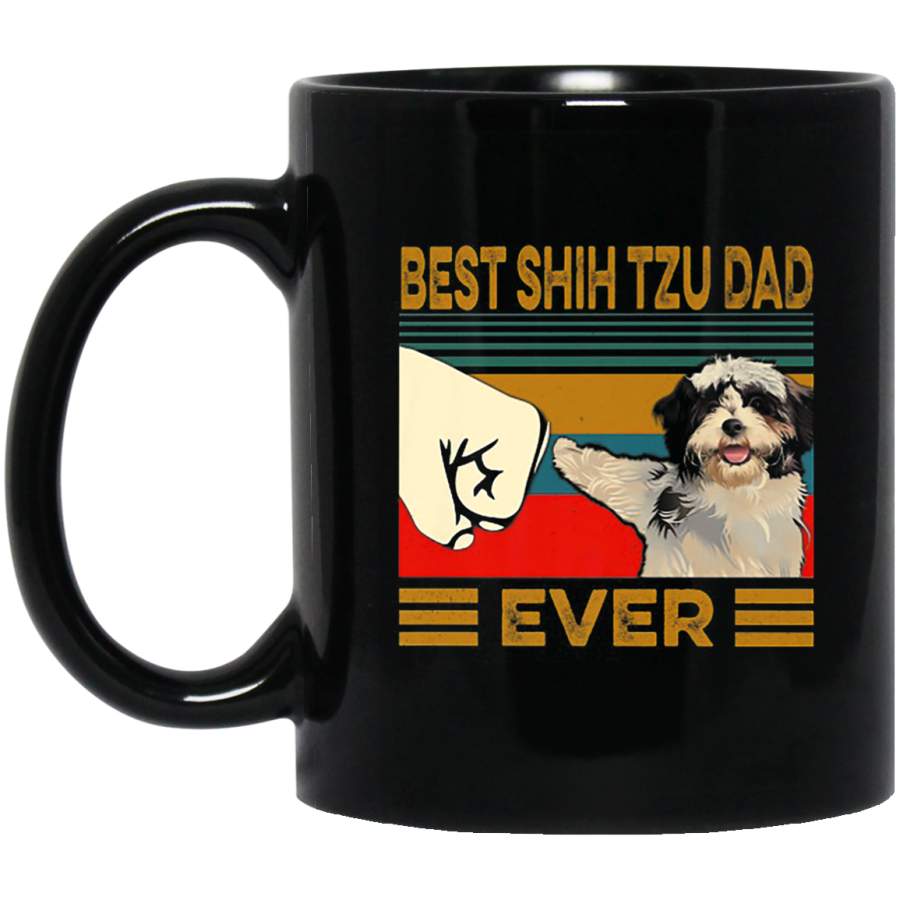 Best Shih Tzu Dad Ever Retro Vintage 11 oz 15 oz Mug – 11 oz 15 oz Mug Black