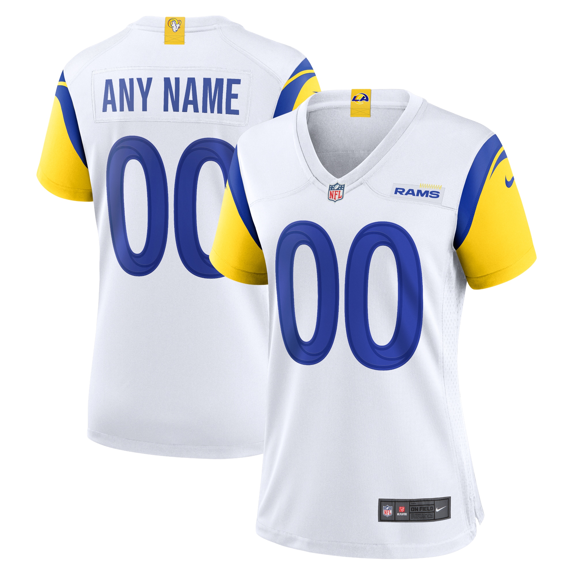 Women’s Los Angeles Rams White Alternate Custom Jersey