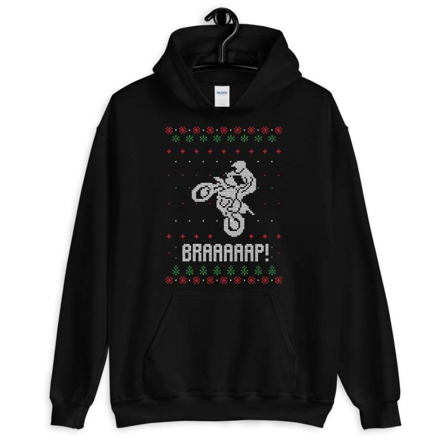 Brap Motocross Christmas Ugly Sweater Design Unisex Hoodie