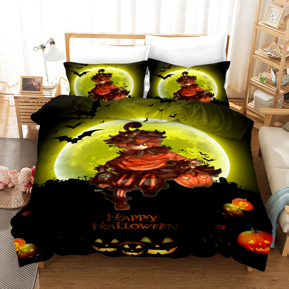 3D Halloween Pumpkin Demon Ghost Quilt Cover Set Bedding Set Duvet Cover Pillowcases Wj 4548