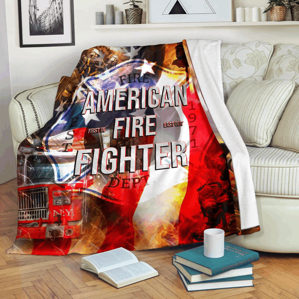 American Firefighter Truck Pattern Fleece Blanket, Sherpa Blanket, Gift For Parent, Family Member, Friends Gift, Christmas Gift, Home Decor, Home Living