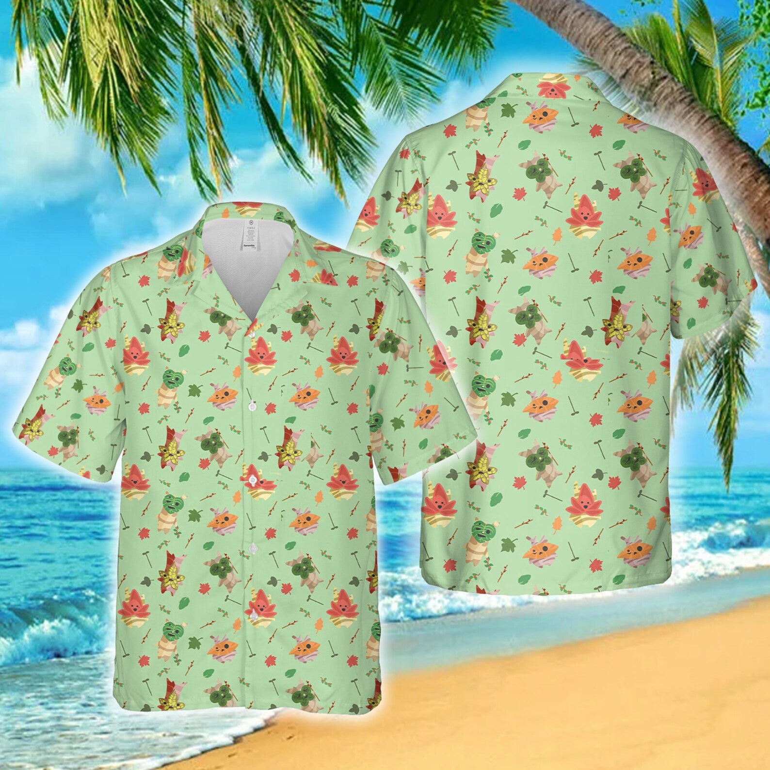 Zelda Majora And Korok Green Hawaiian Shirt Zelda Button Up