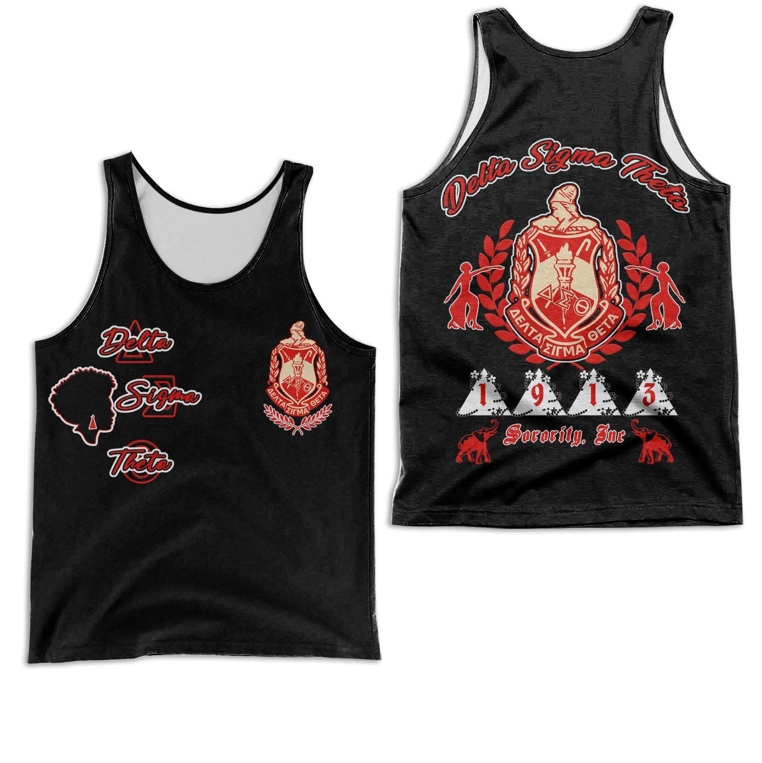 Wonderprint Tank Top Pearls Elephant Woman Delta Sigma Theta Racerback Tank