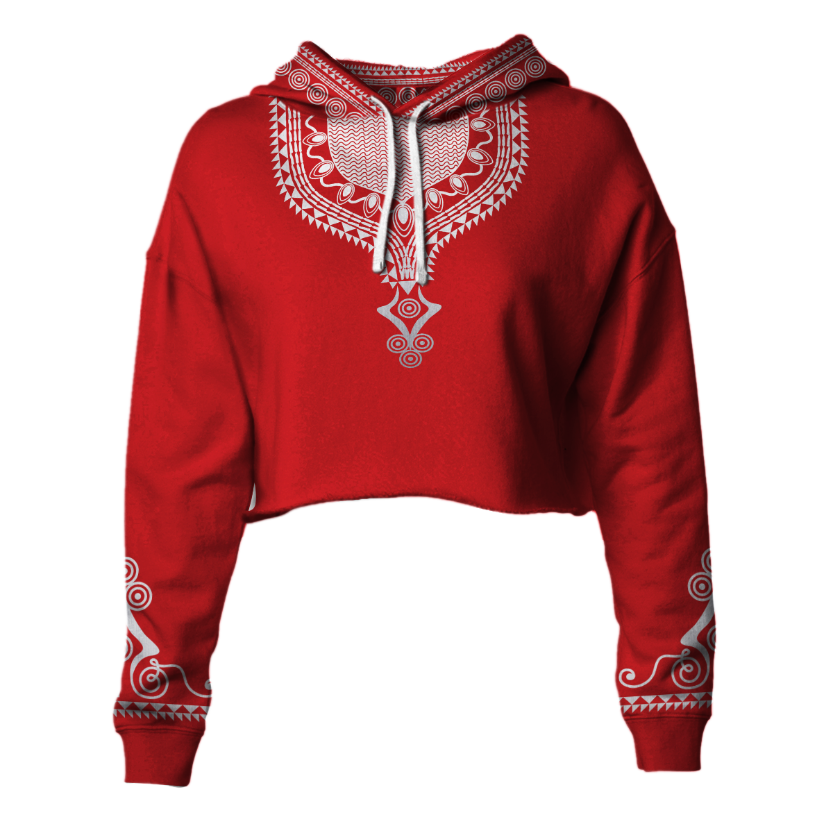 Wonder Print Hoodie – Printed Dashiki Color Red Croptop Hoodie