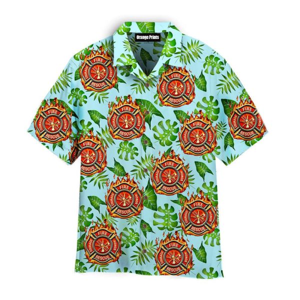 Firefighter On Green Leaves Hawaii Shirt For Men Women Ha41897