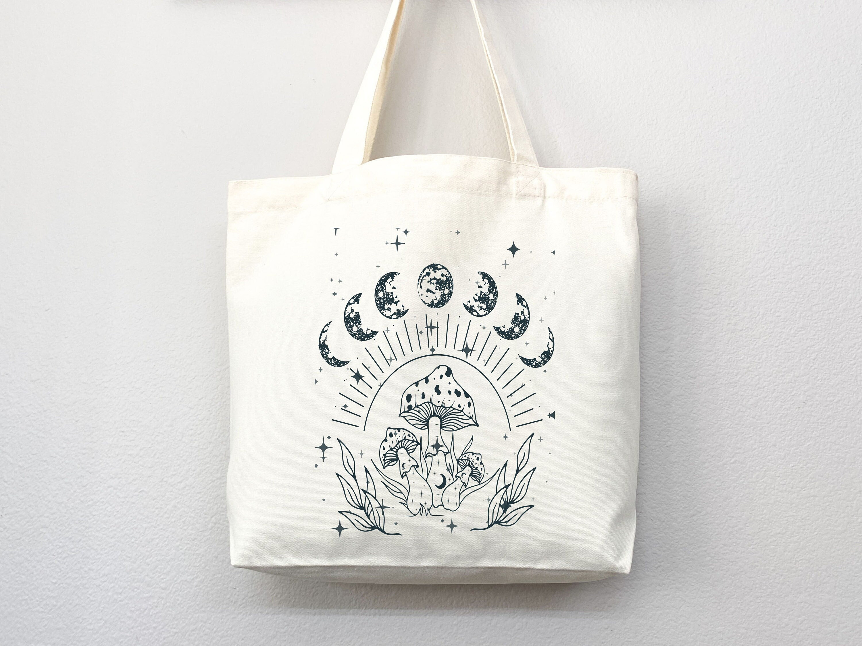 Celestial Canvas Tote Bag Moon Lover Star Gift Everyday Tote Eco Friendly Bag Aesthetic Tote Shopper Bag Reusable Grocery Bag Cute Tote Bag