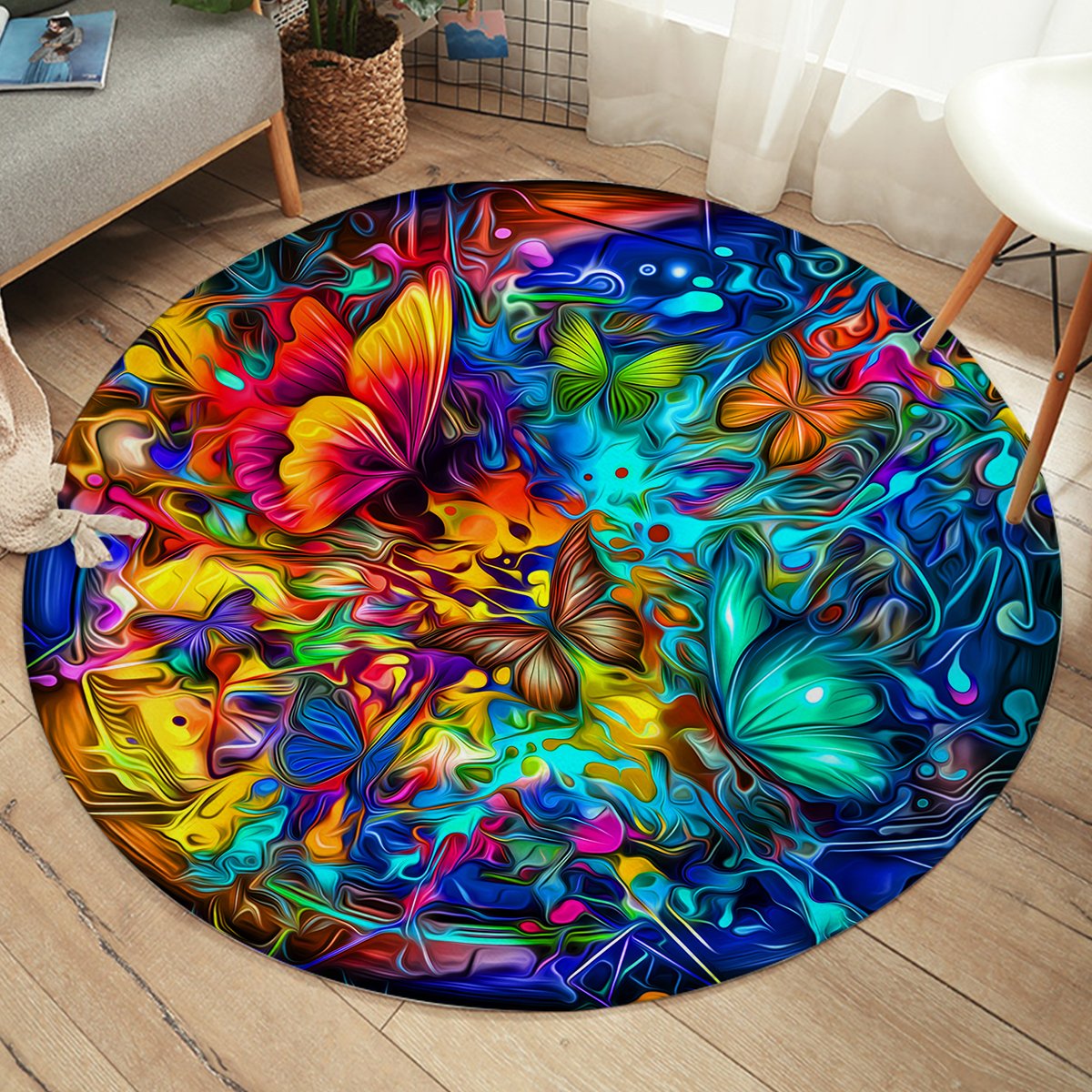 3D Hallucinating Butterflies SW2253 Round Rug