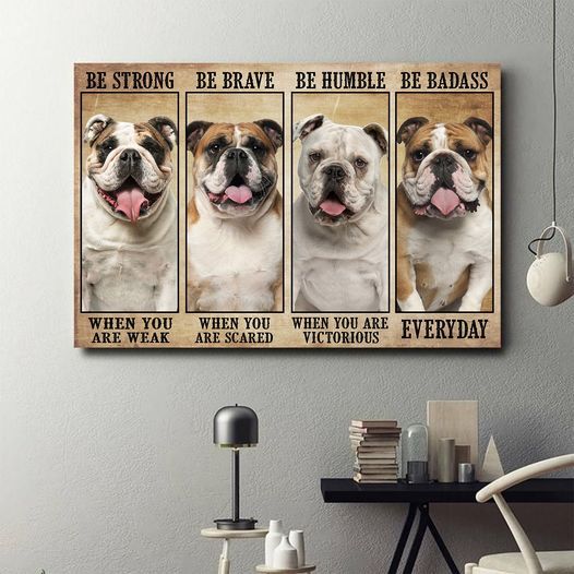 Pitbull Animals Be Strong Be Brave Be Humble be badss When you Are Weak When You Are Scared Home Living Room Wall Decor Horizontal Poster Canvas G95