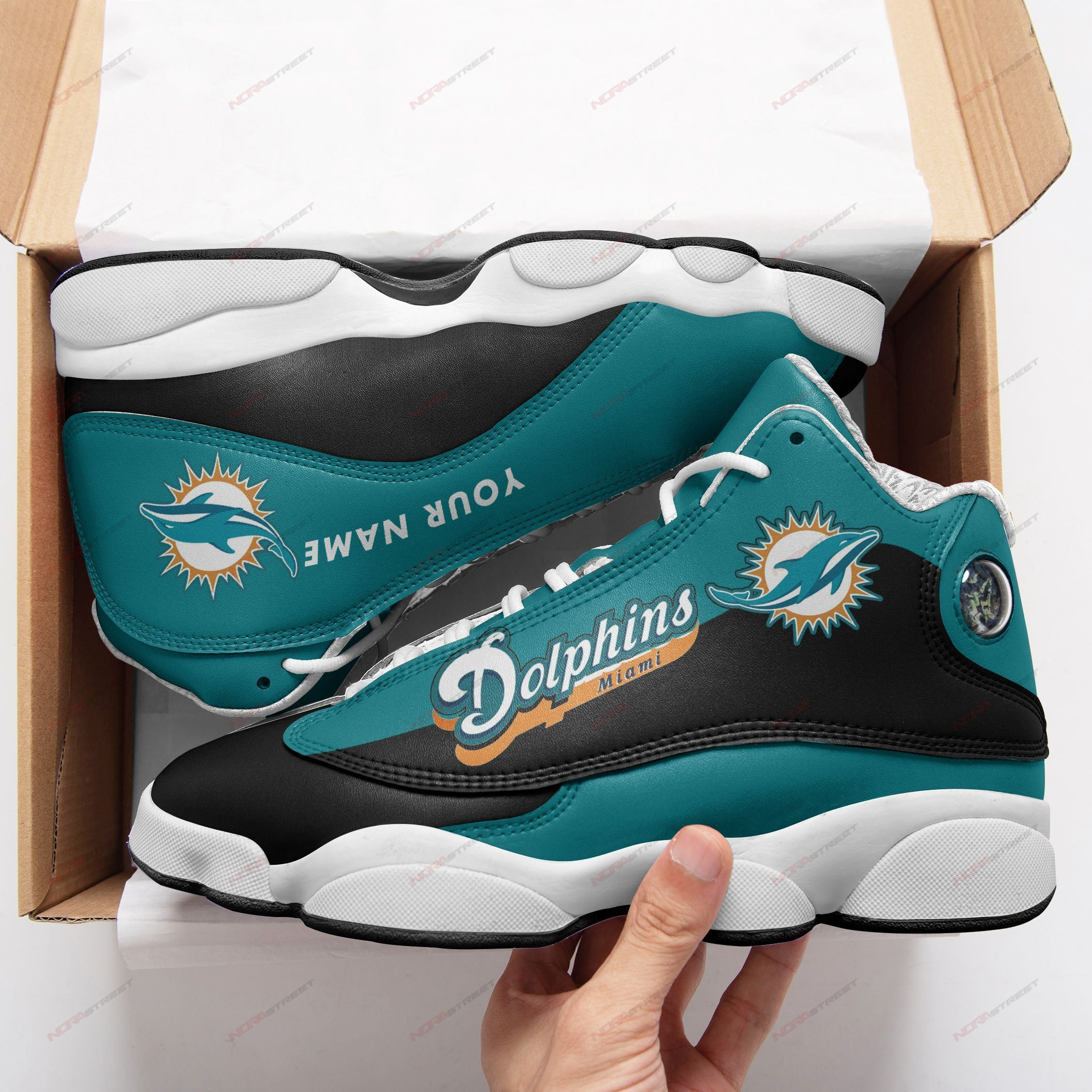 Miami Dolphins Personalized Air Jordan 13 Shoes