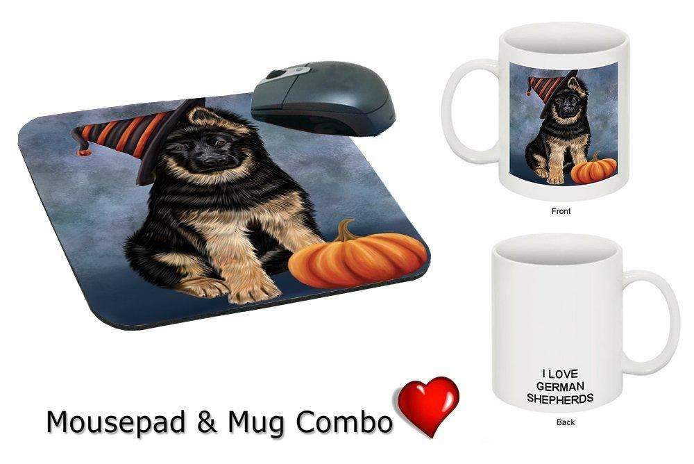 Christmas Happy Holidays German Shepherd Puppy Wearing Witch Hat Mug & Mousepad Combo Gift Set Mmcg0624