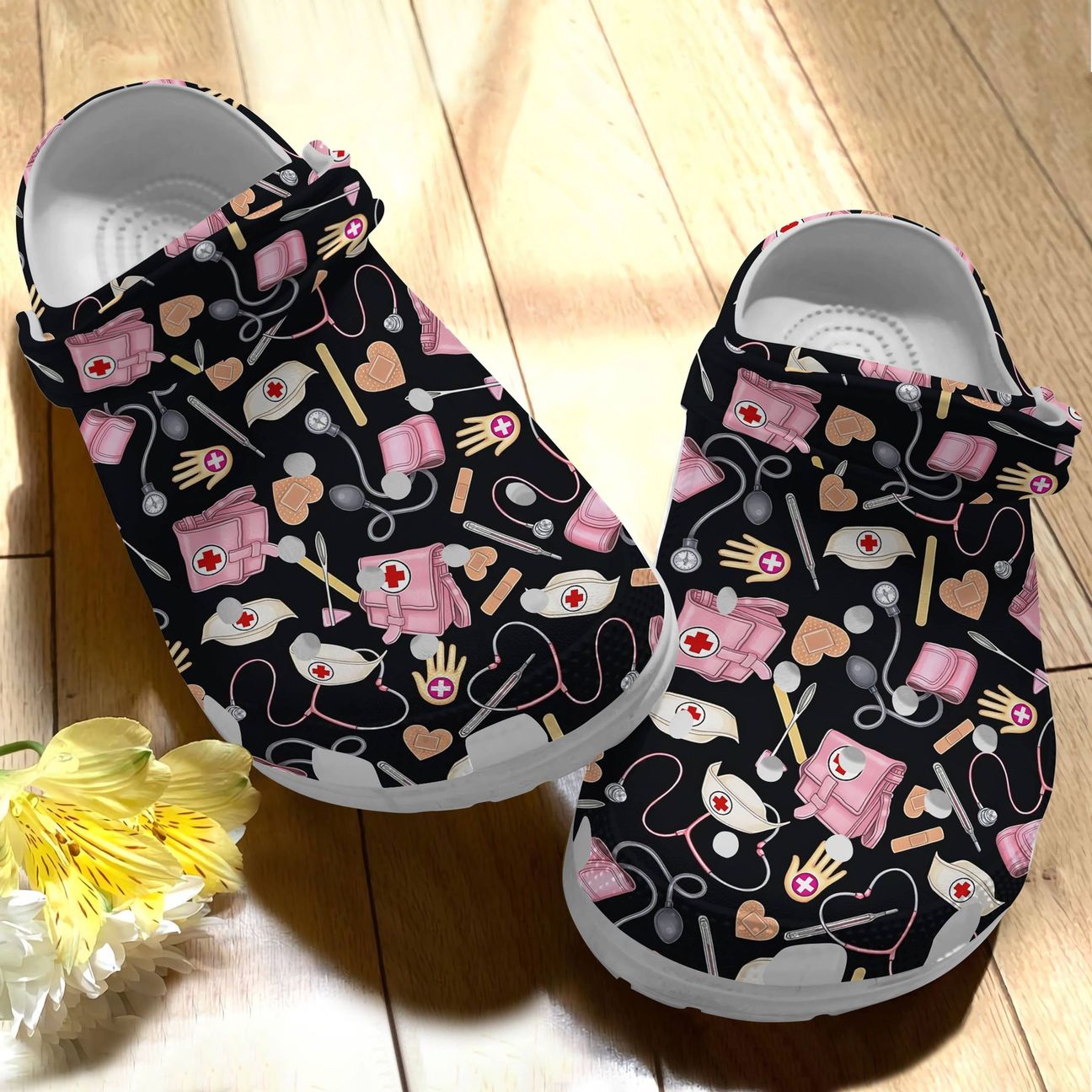 Nurse Personalize Clog, Custom Name, Text, Fashion Style For Women, Men, Kid, Print 3D Lovely Black