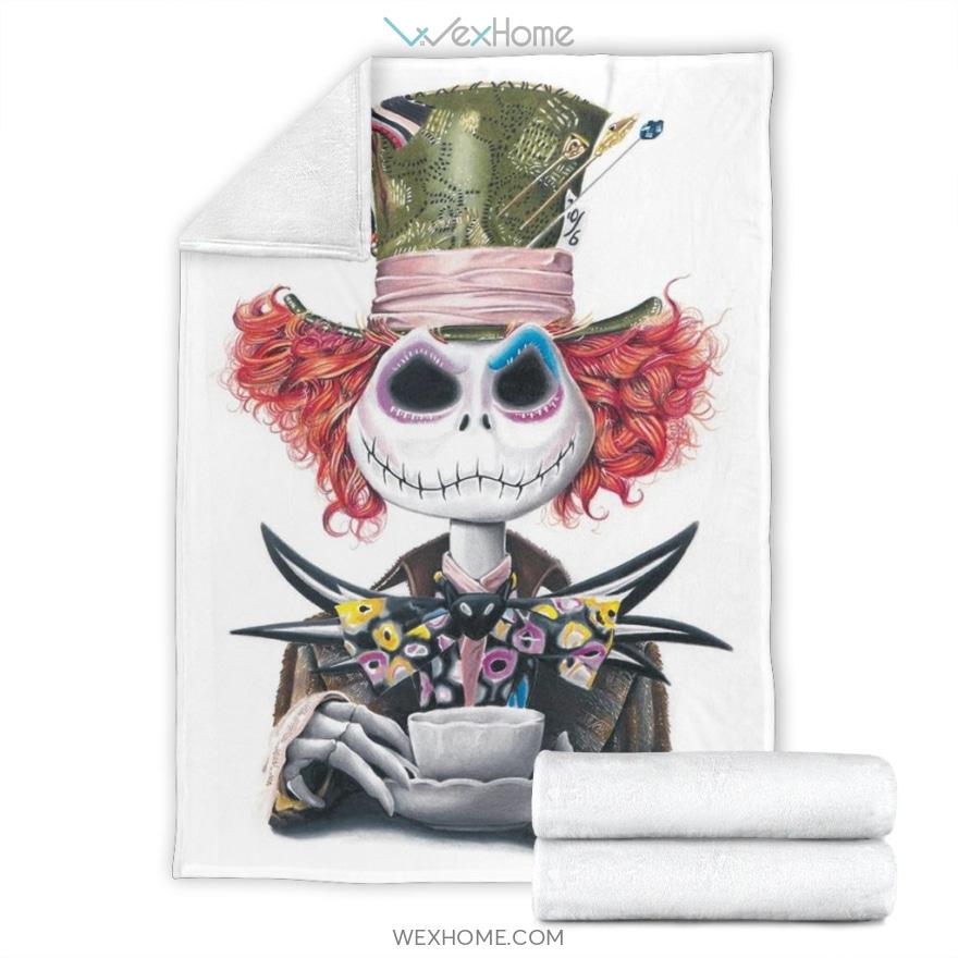 Funny Jack Skellington And Mad Hatter Premium Blanket