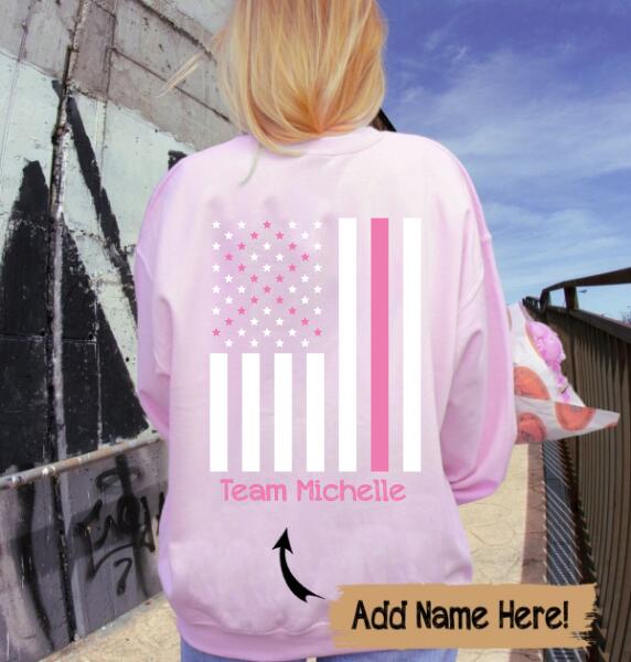 Team Name Usa Flag Breast Cancer Awareness Month Sweatshirt