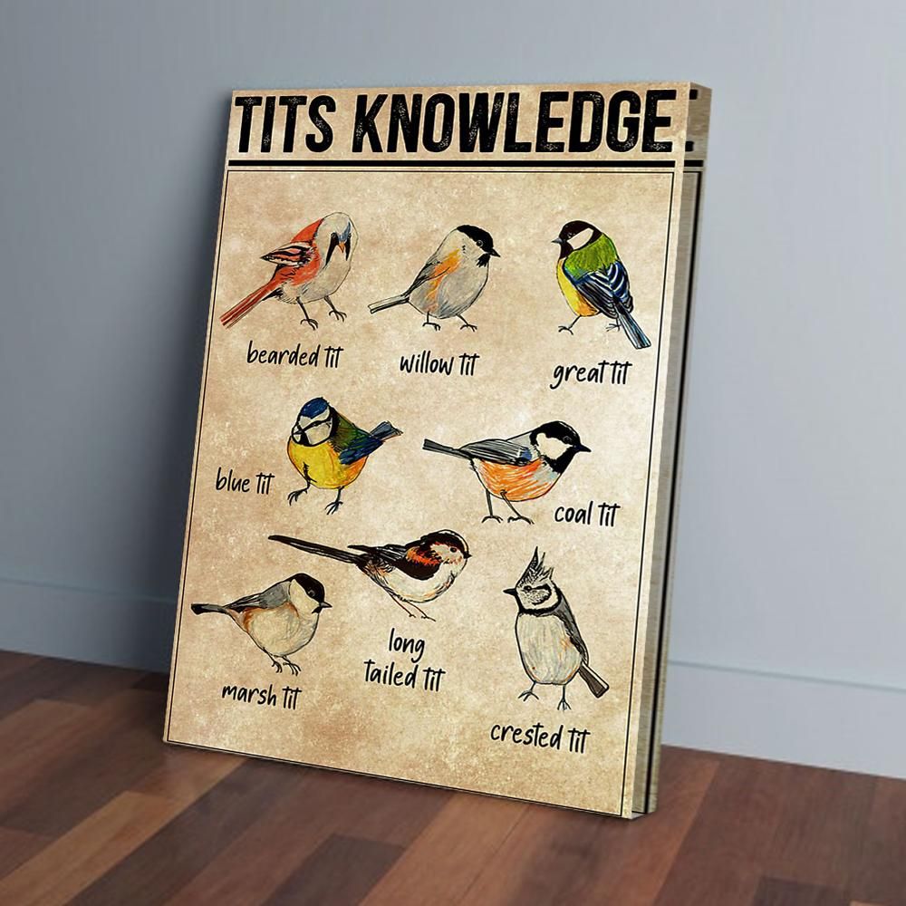 Tits Knowledge Vintage Tits Bird Wall Art Decor Matte Canvas