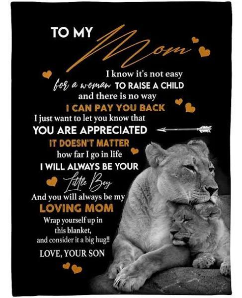 To My Mom You Are Appreciated Lions Fleece Blanket Gift For Mom From Son Home Decor Bedding Couch Sofa Soft And Comfy Cozy