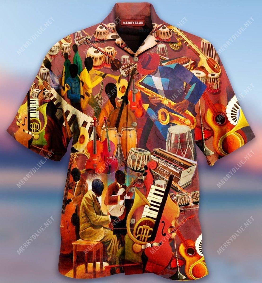 The Melody Of Time Jazz Aloha Hawaiian Shirt Colorful Short Sleeve Summer Beach Casual Shirt For Men And Women