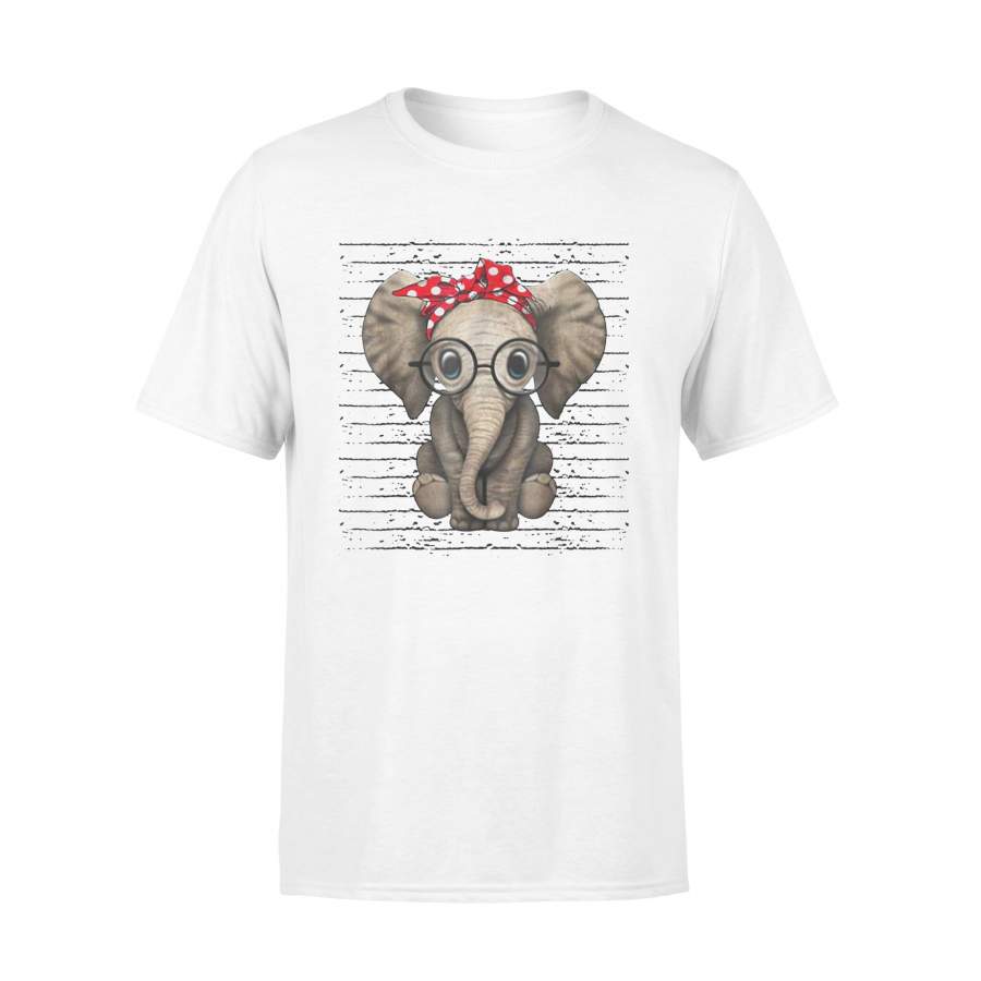 Elephants With Bandana Headband And Glasses T-Shirt – Standard T-shirt