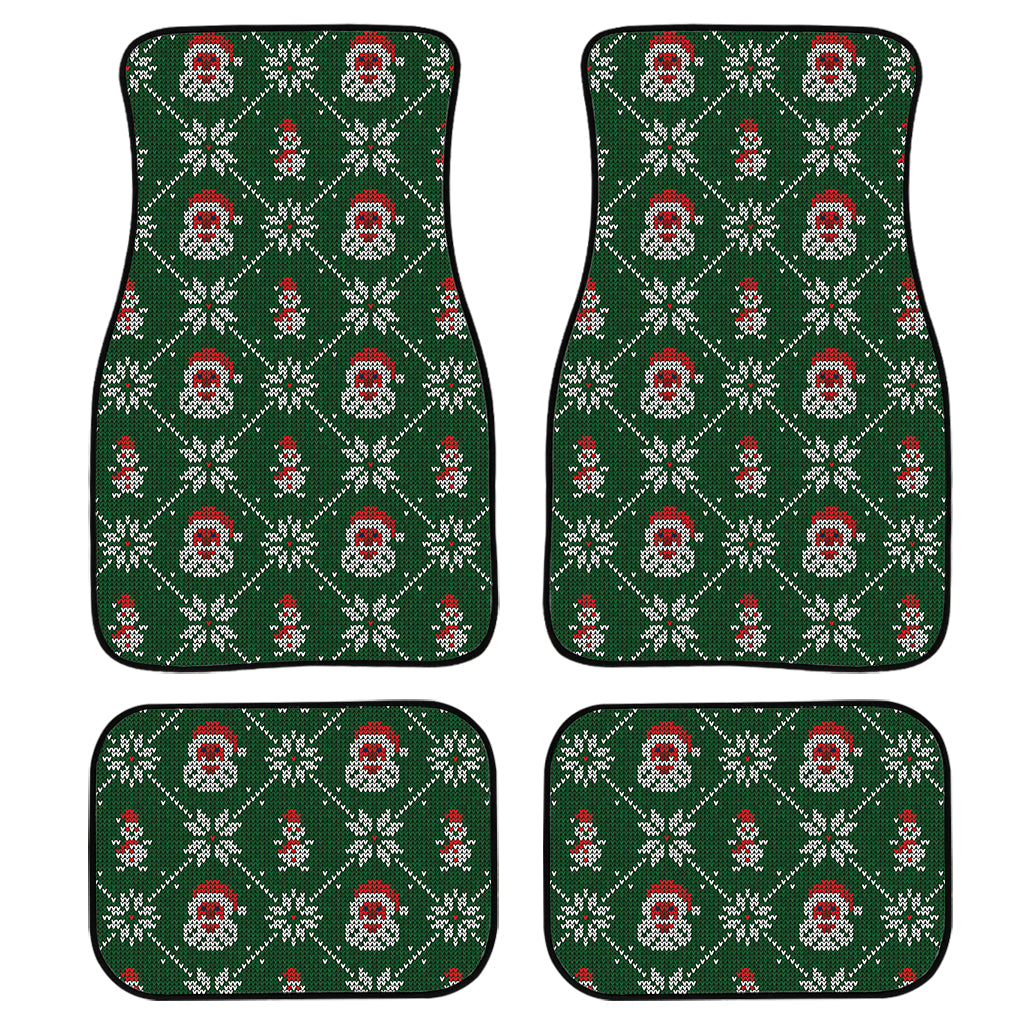 Santa Claus Knitted Pattern Print Front And Back Car Floor Mats, Front Car Mat