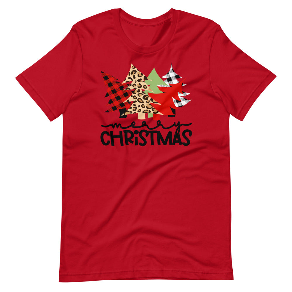 Christmas Tree Buffalo Plaid, Leopard, Red & Green Unisex T-Shirt