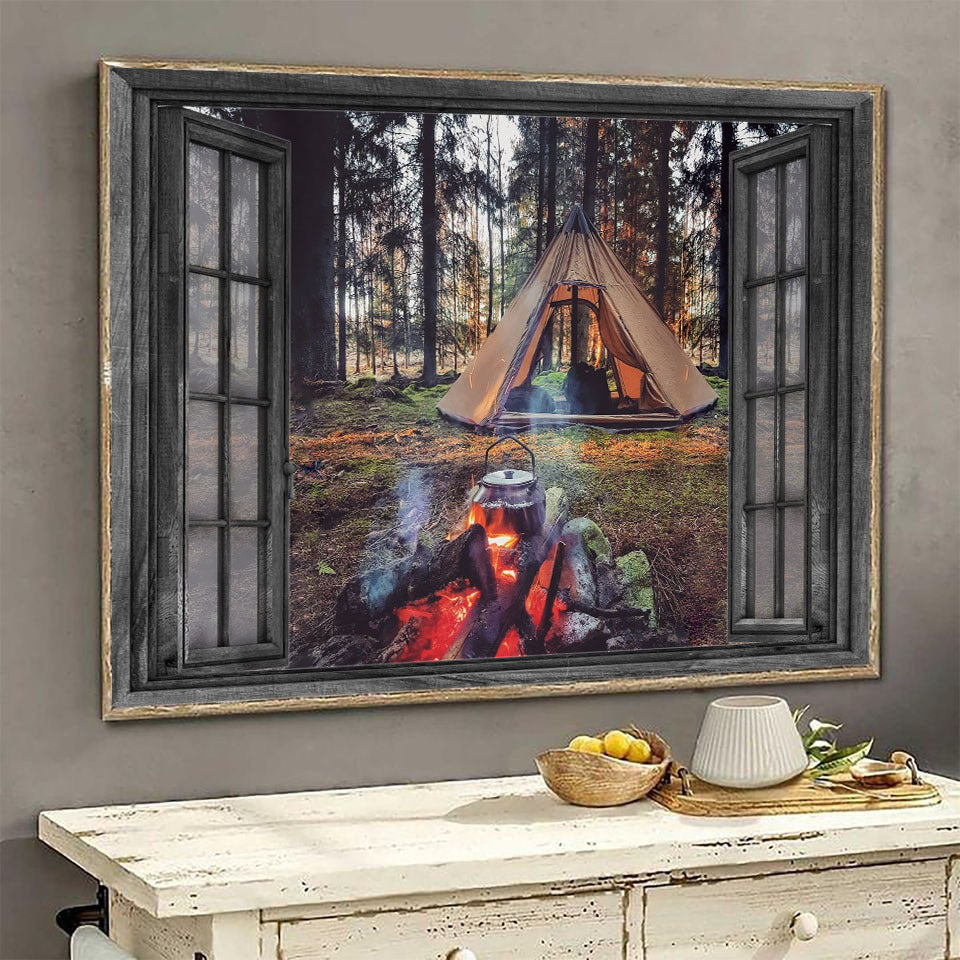 Camping 3D Wall Arts Painting Prints Home Decor Campfire Ha0537-Tnt