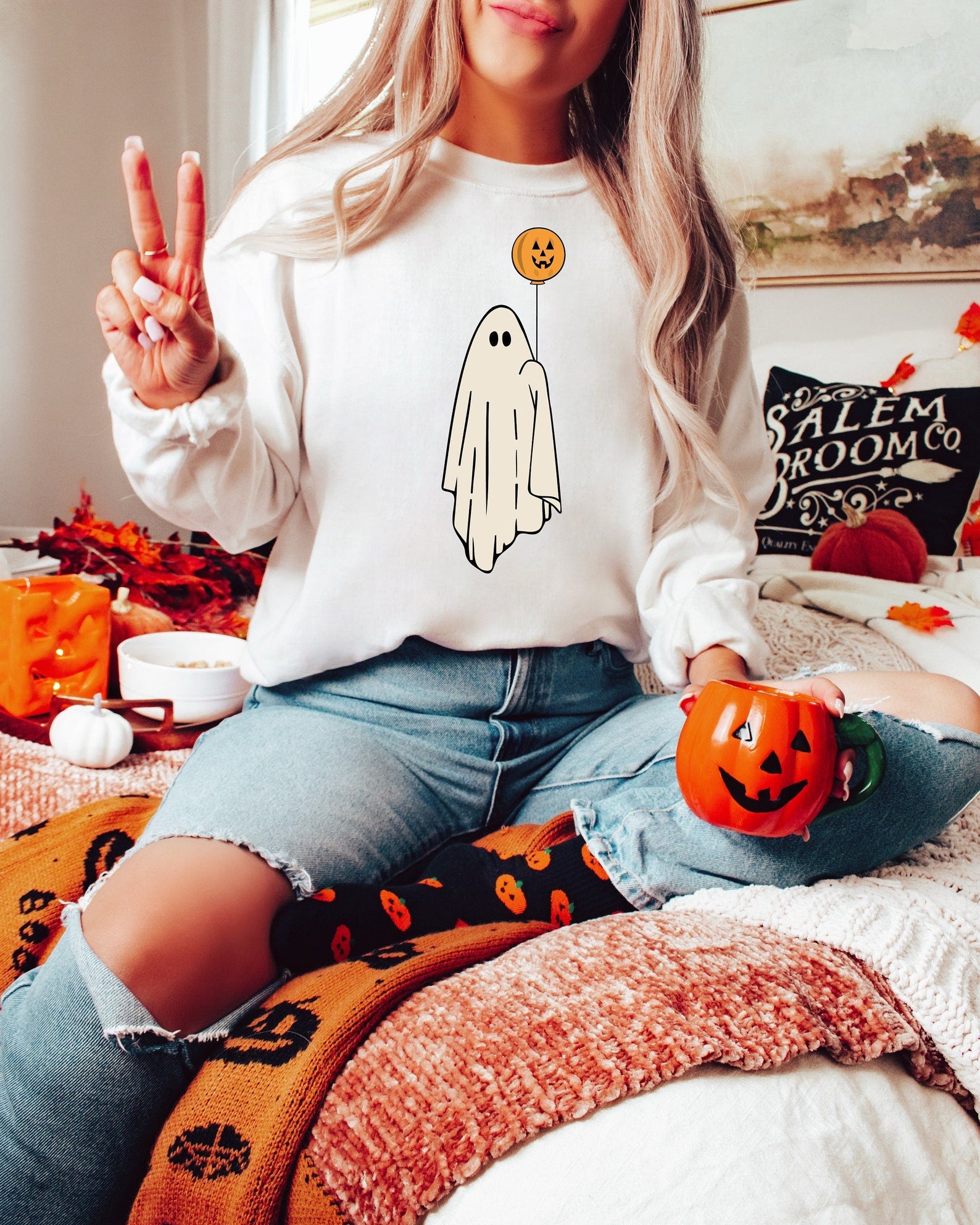 Ghost Sweatshirt 2D Crewneck Sweatshirt All Over Print Sweatshirt For Women Sweatshirt For Men Hw1725